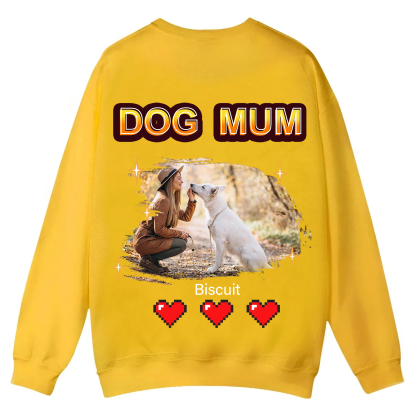 Dog Mom Pixel Photo - Personalized Custom Unisex Casual Crewneck Sweatshirt