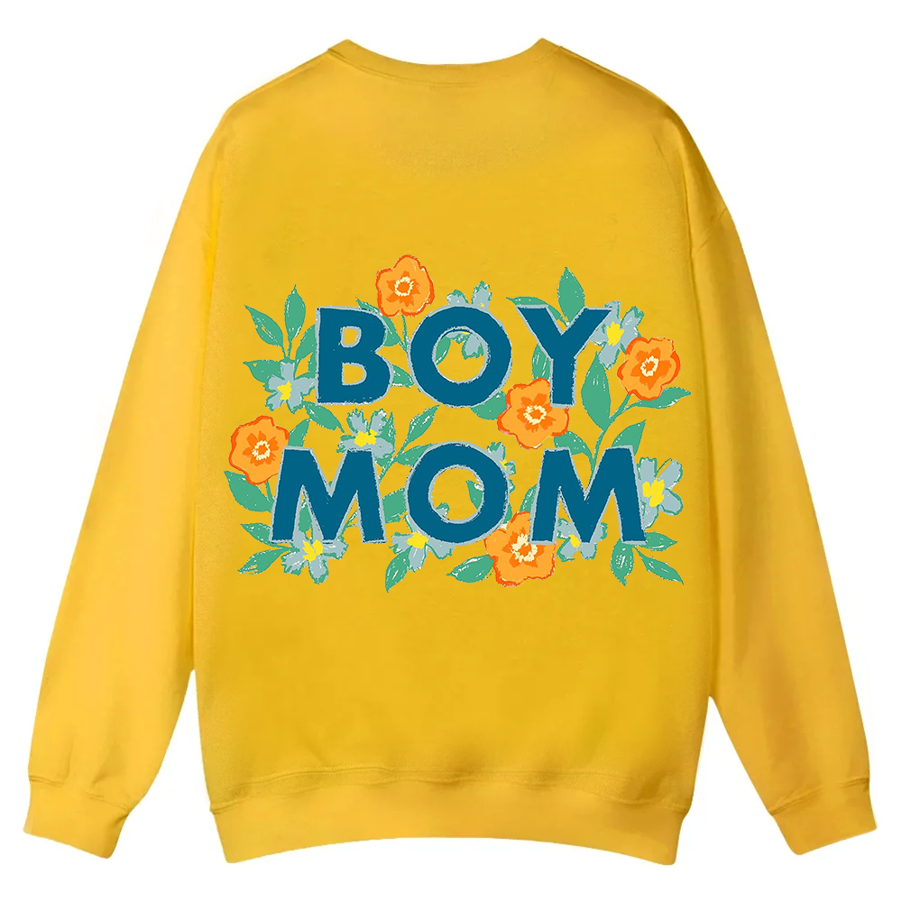 Boy Mom Casual Crewneck Sweatshirt wearishow