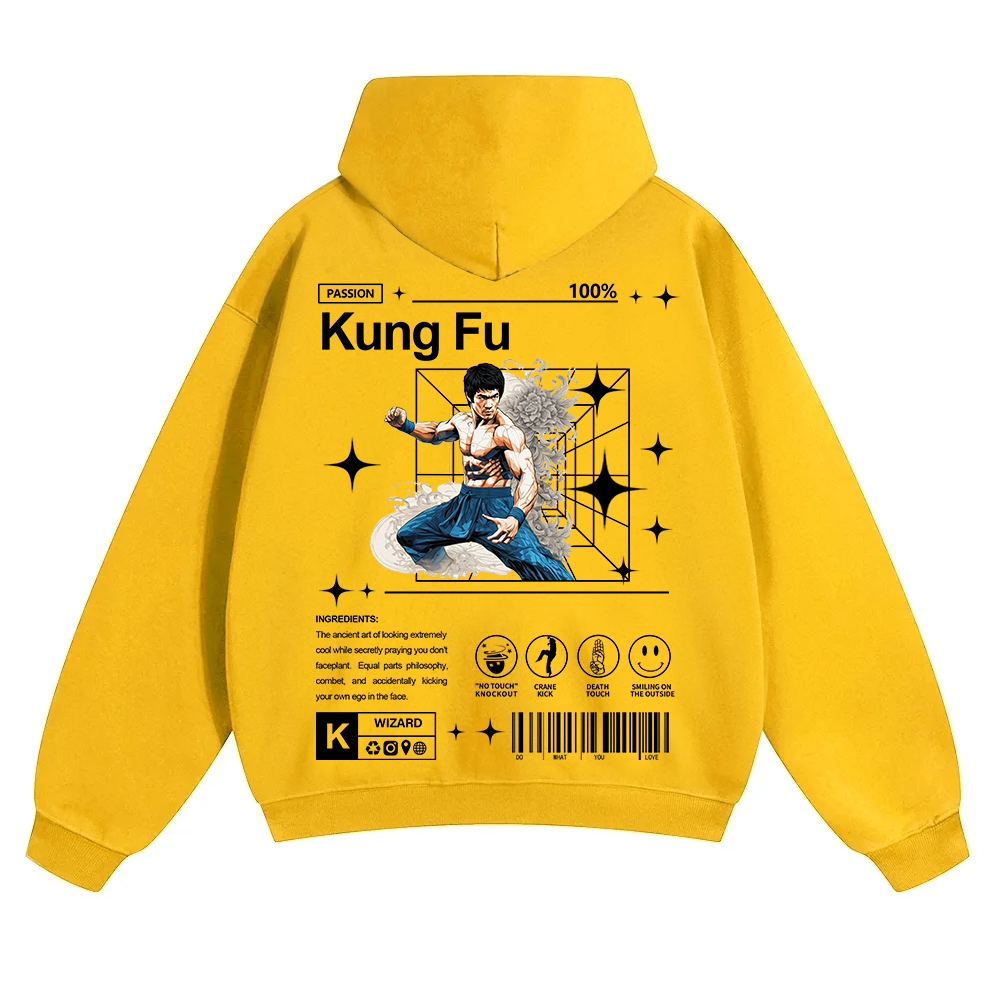 Kung Fu Unisex Solid Color Hoodie wearishow