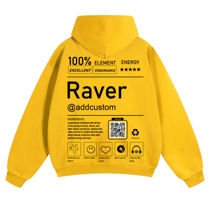 Addcustom QR Code Raver Solid Color Hoodie wearishow