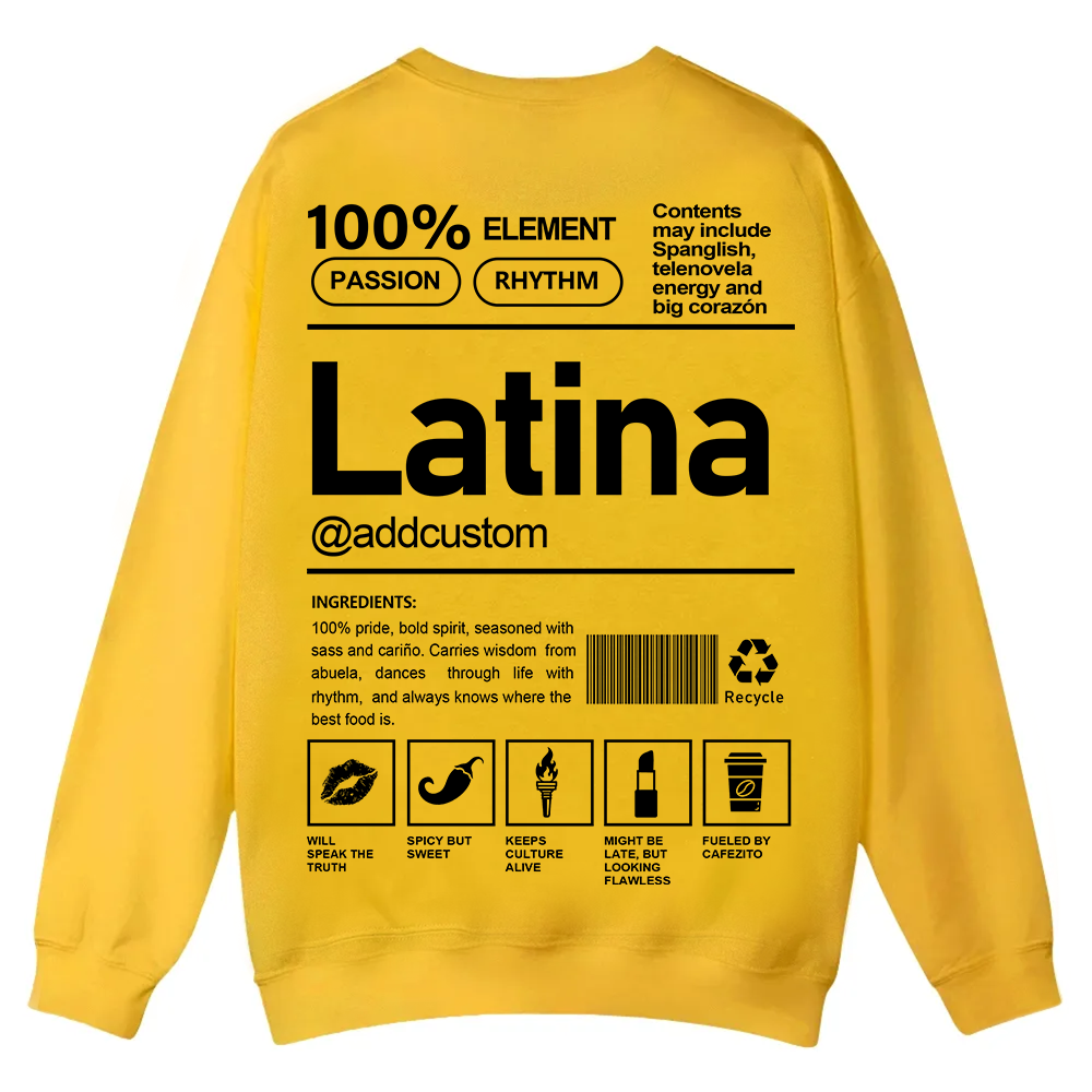 Latina Addcustom Unisex Fit  Casual Crewneck Sweatshirt wearishow