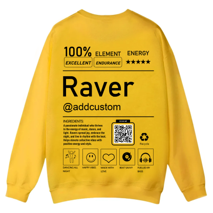 Addcustom QR Code Raver Casual Crewneck Sweatshirt wearishow