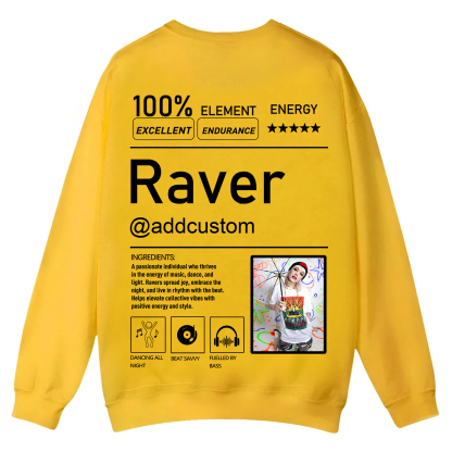 Addcustom  Photo Raver Casual Crewneck Sweatshirt wearishow