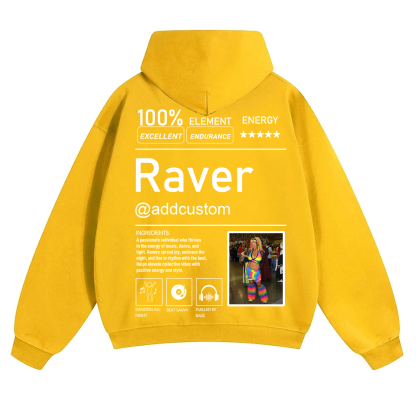 Addcustom Photo Raver Solid Color Hoodie wearishow