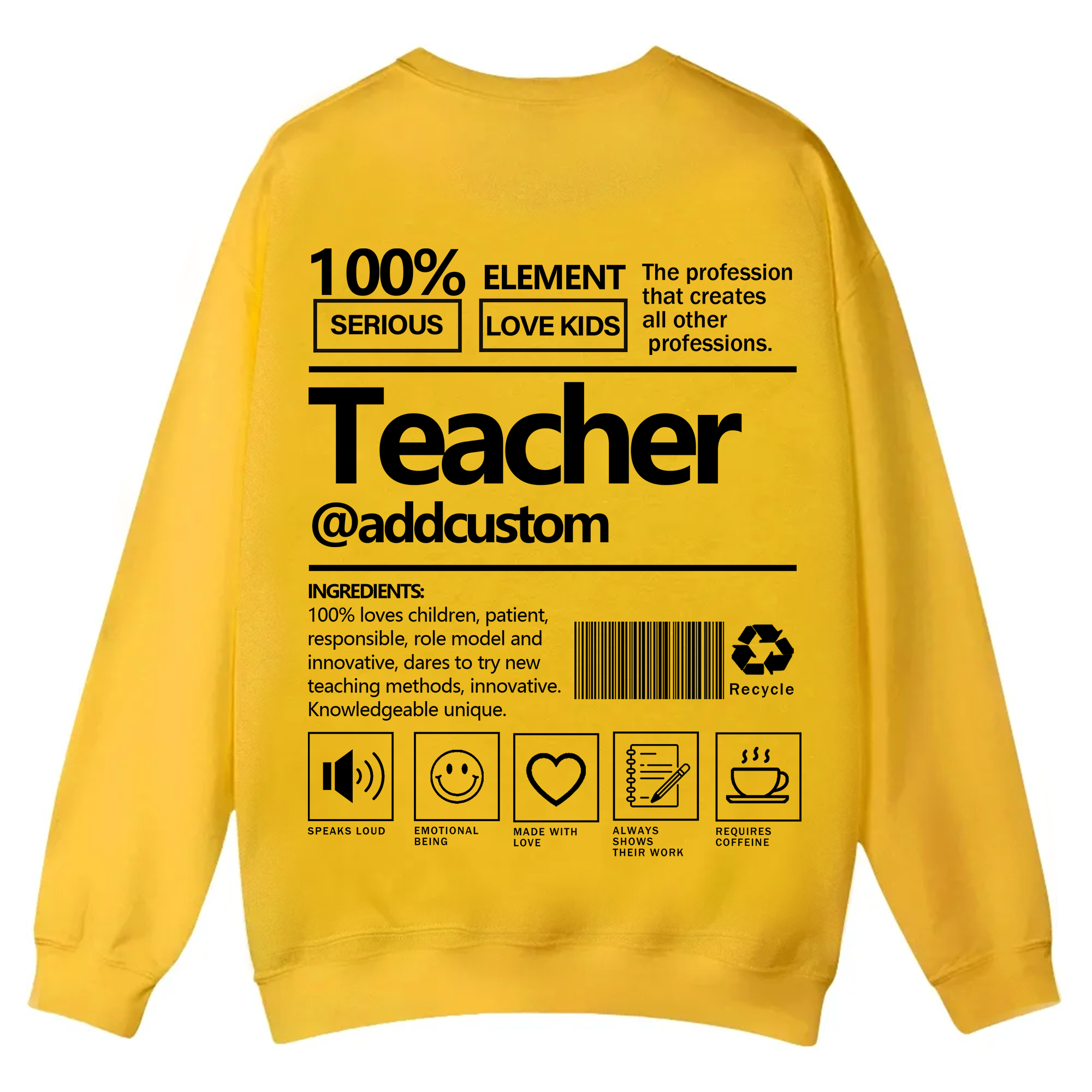 Teacher Addcustom Casual Crewneck Sweatshirt wearishow
