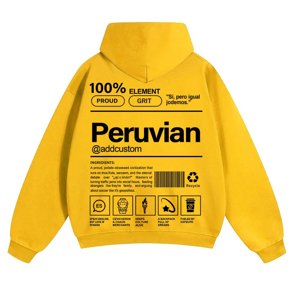 Peruvian Addcustom Unisex Fit Color Hoodie wearishow