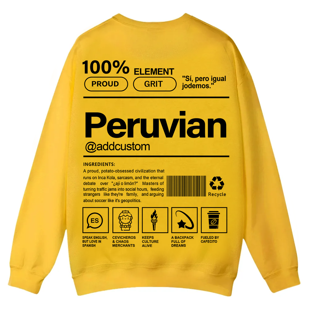 Peruvian Addcustom Unisex Fit  Casual Crewneck Sweatshirt wearishow