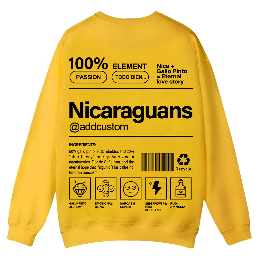 Nicaraguans Addcustom Unisex Fit  Casual Crewneck Sweatshirt wearishow