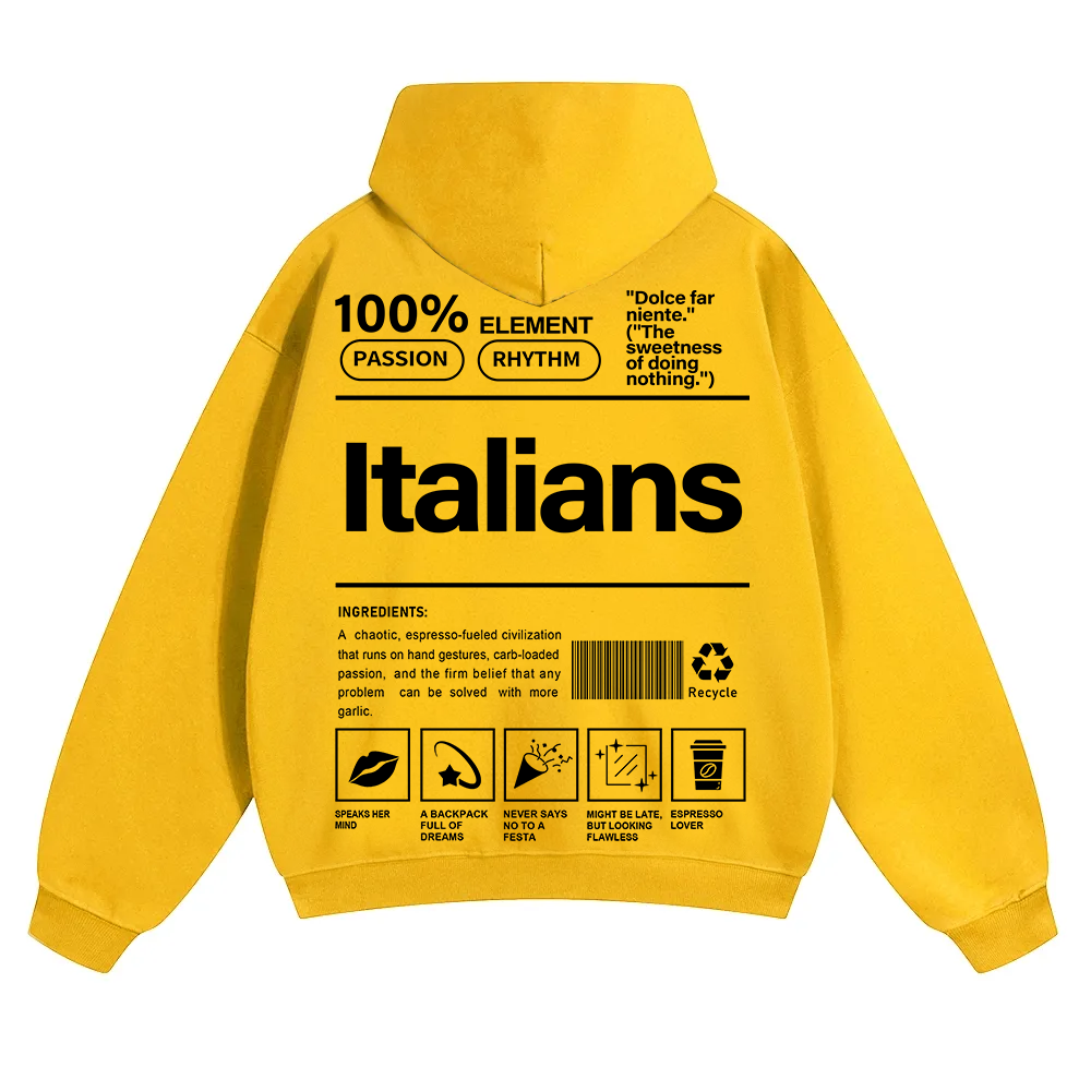 Italians Unisex Fit Color Hoodie wearishow