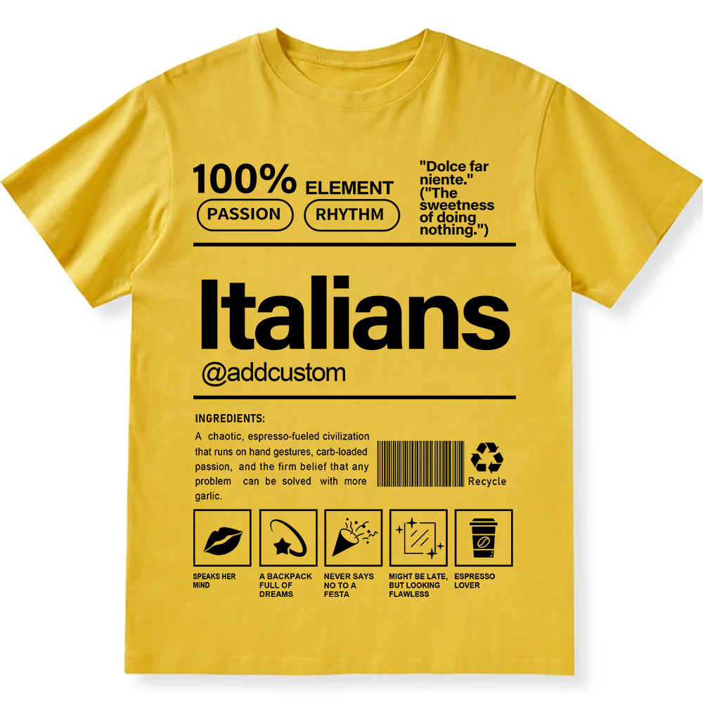 Italians Addcustom Unisex Fit  Cotton T-Shirt wearishow