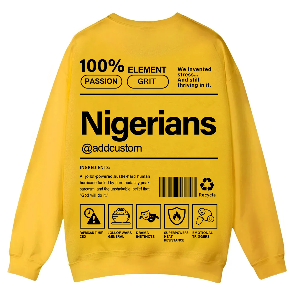 Nigerians Addcustom Unisex Fit  Casual Crewneck Sweatshirt wearishow