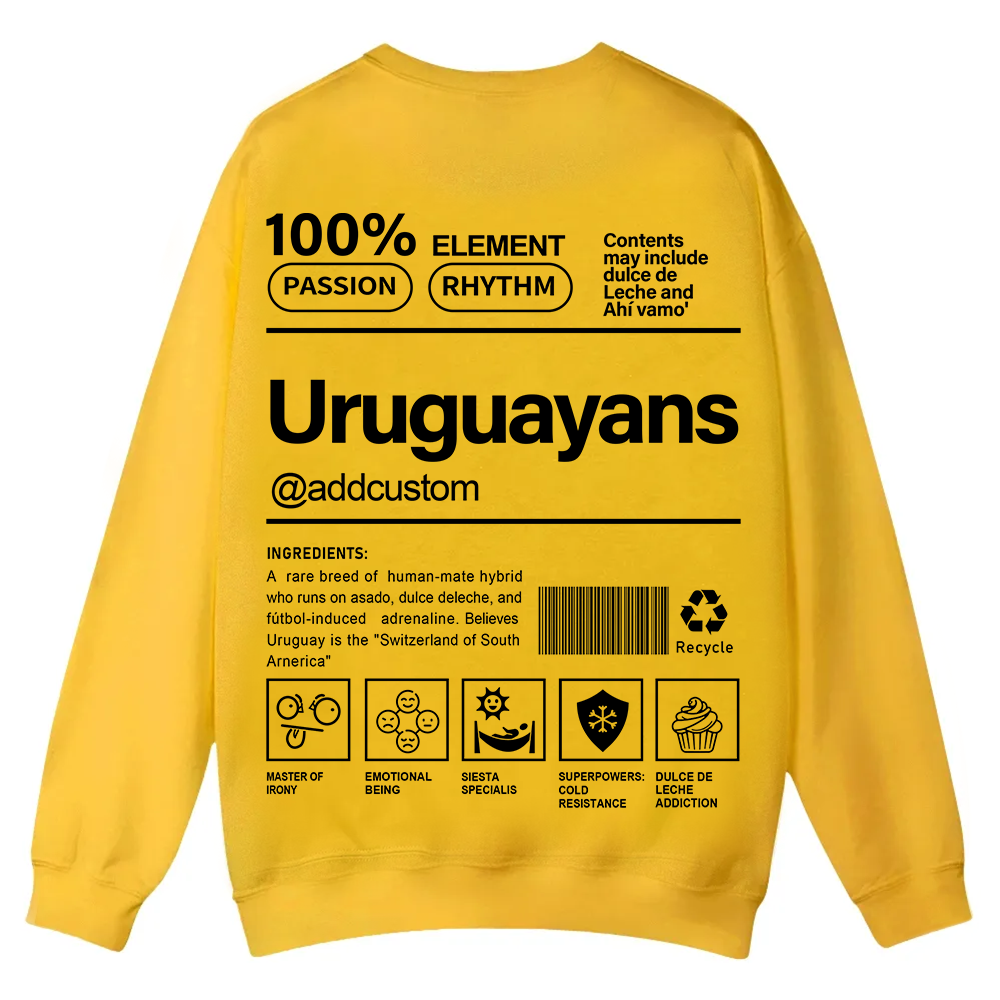 Uruguayans Addcustom Unisex Fit  Casual Crewneck Sweatshirt wearishow