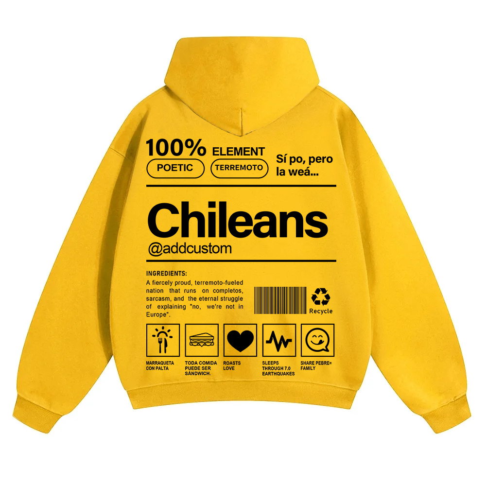 Chileans Addcustom Unisex Fit Color Hoodie wearishow