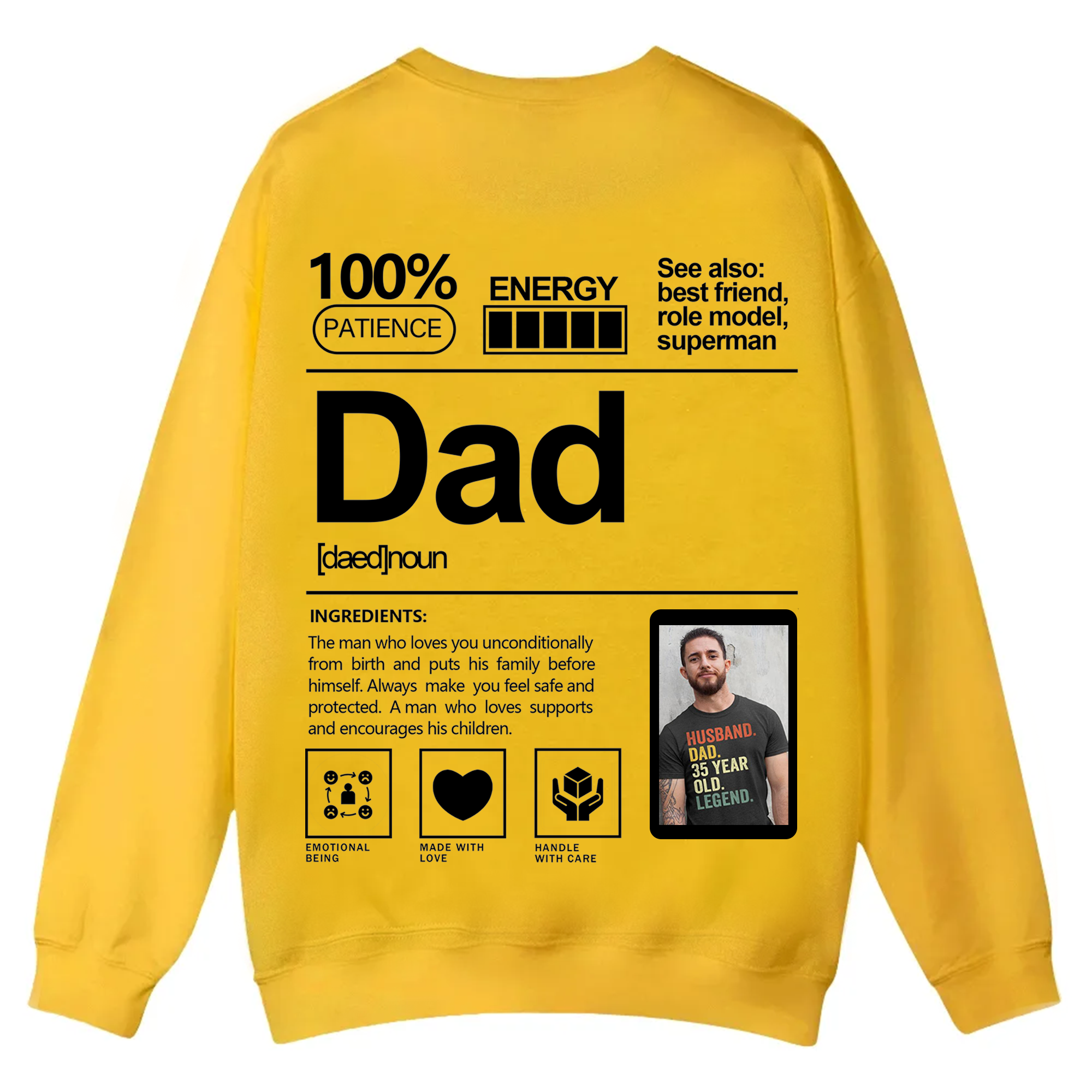 Addcustom  Photo Dad Casual Crewneck Sweatshirt