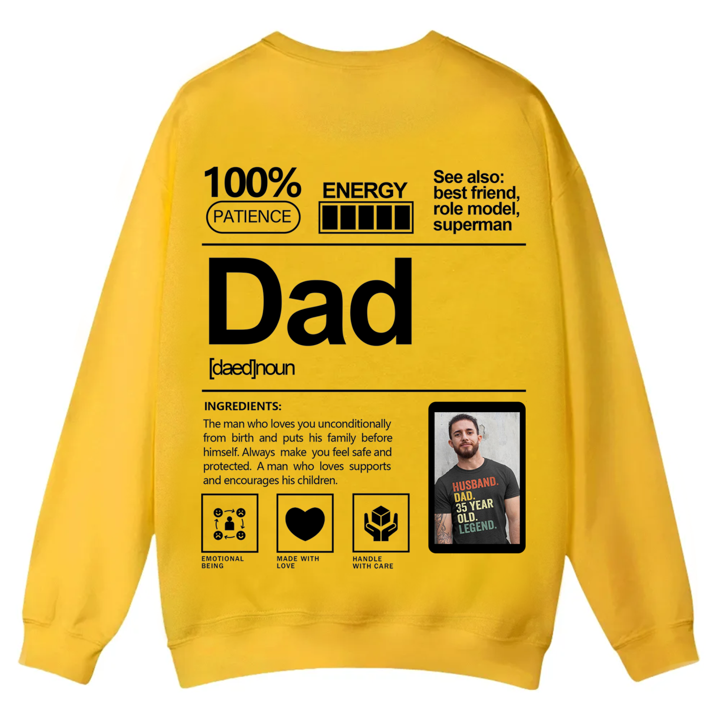 Addcustom  Photo Dad Casual Crewneck Sweatshirt