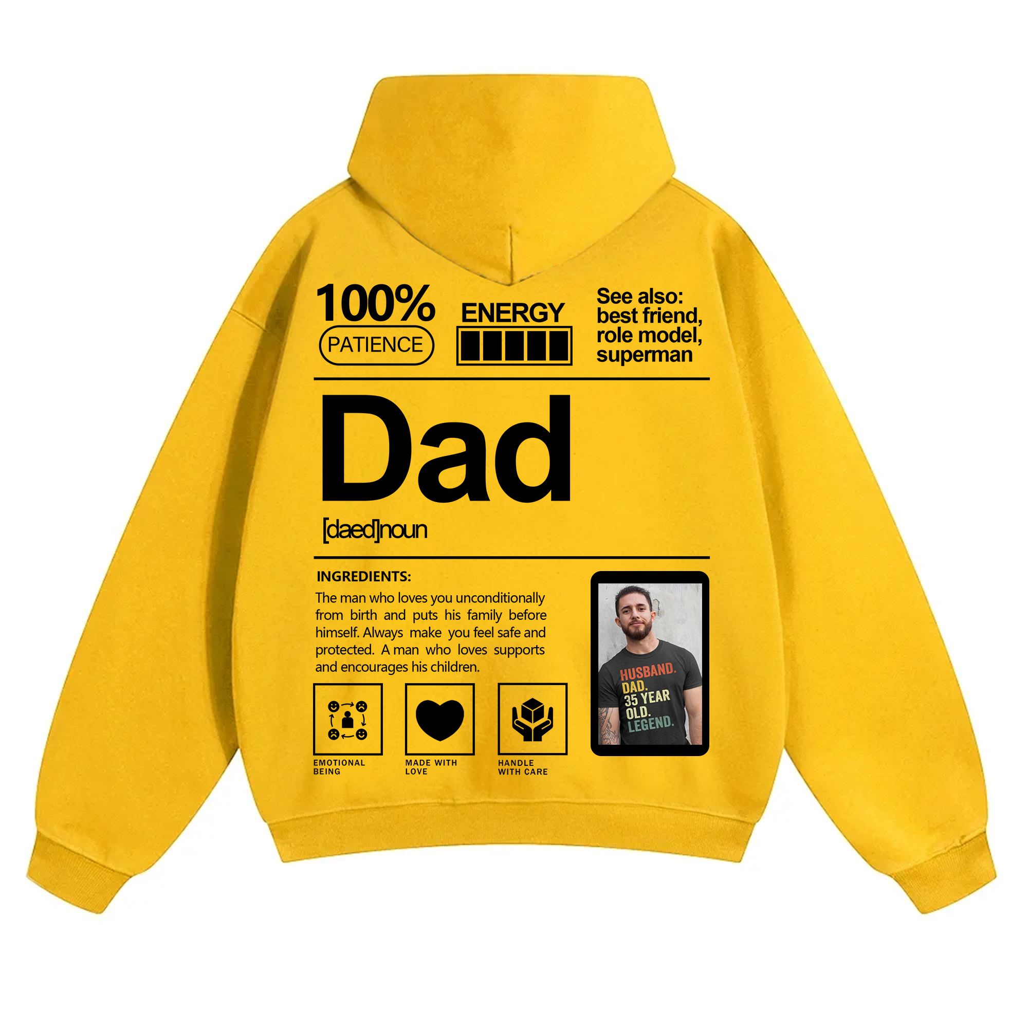 Addcustom Photo Dad Solid Color Hoodie