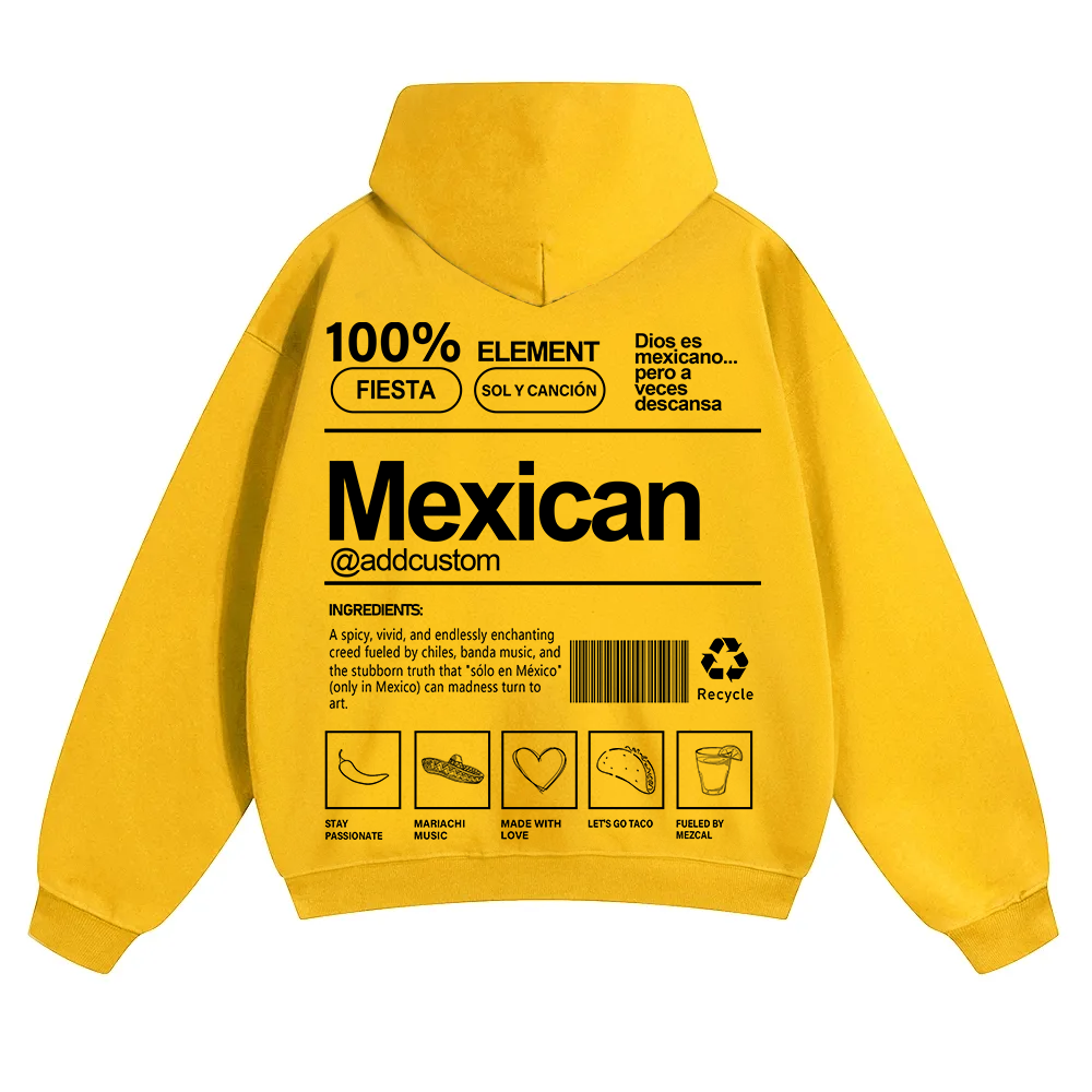 Mexican Addcustom Unisex Fit Color Hoodie wearishow