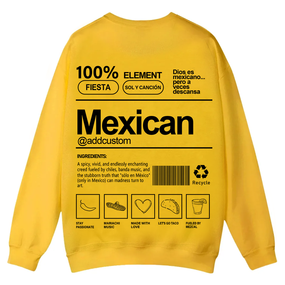Mexican Addcustom Unisex Fit  Casual Crewneck Sweatshirt wearishow
