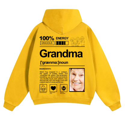Addcustom Photo Grandma Solid Color Hoodie