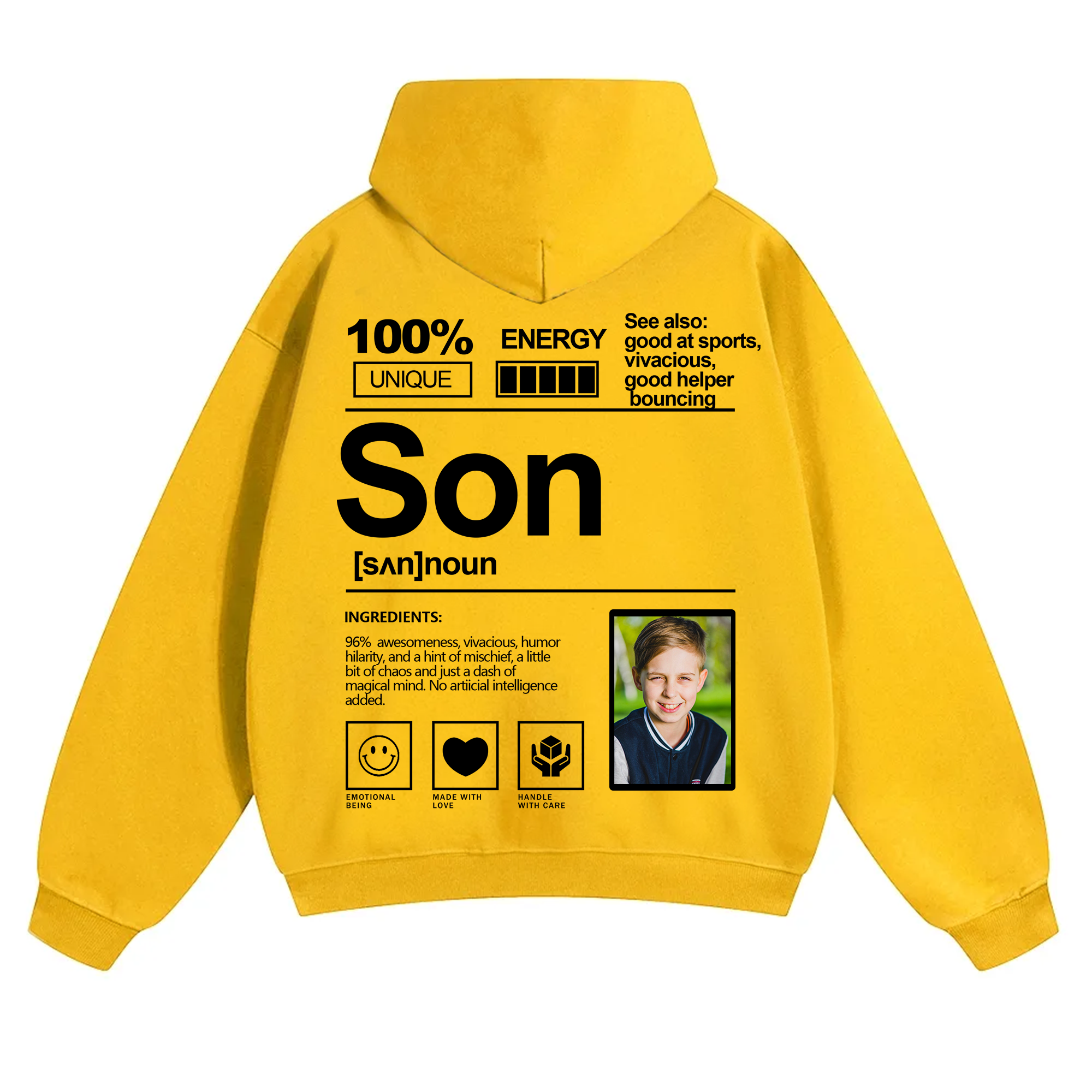 Addcustom Photo Son Solid Color Hoodie
