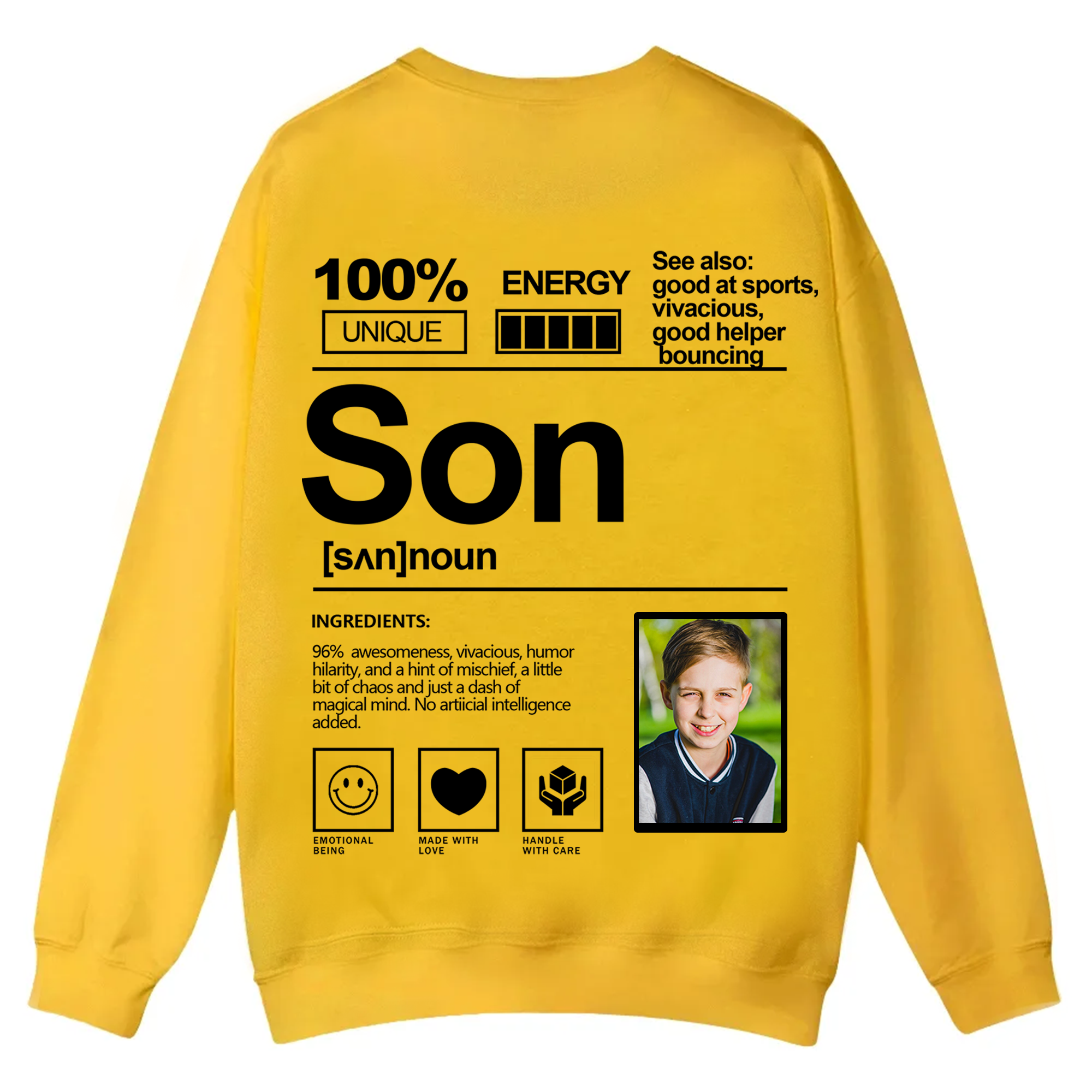 Addcustom  Photo Son Casual Crewneck Sweatshirt