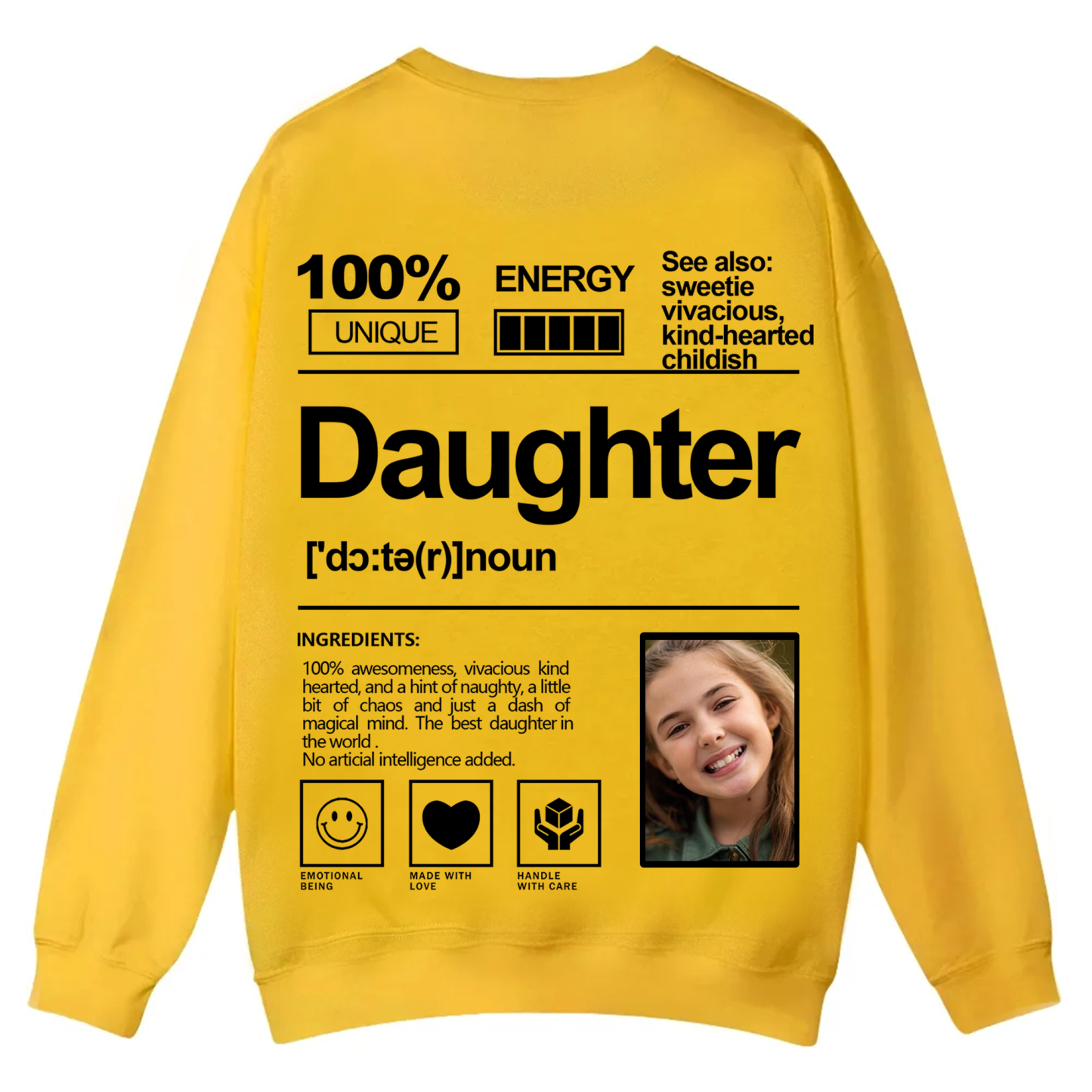 Addcustom  Photo Daughter Casual Crewneck Sweatshirt