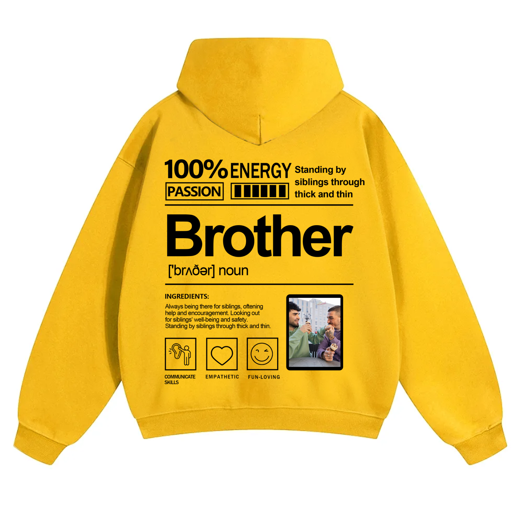 Addcustom Photo Brother Solid Color Hoodie