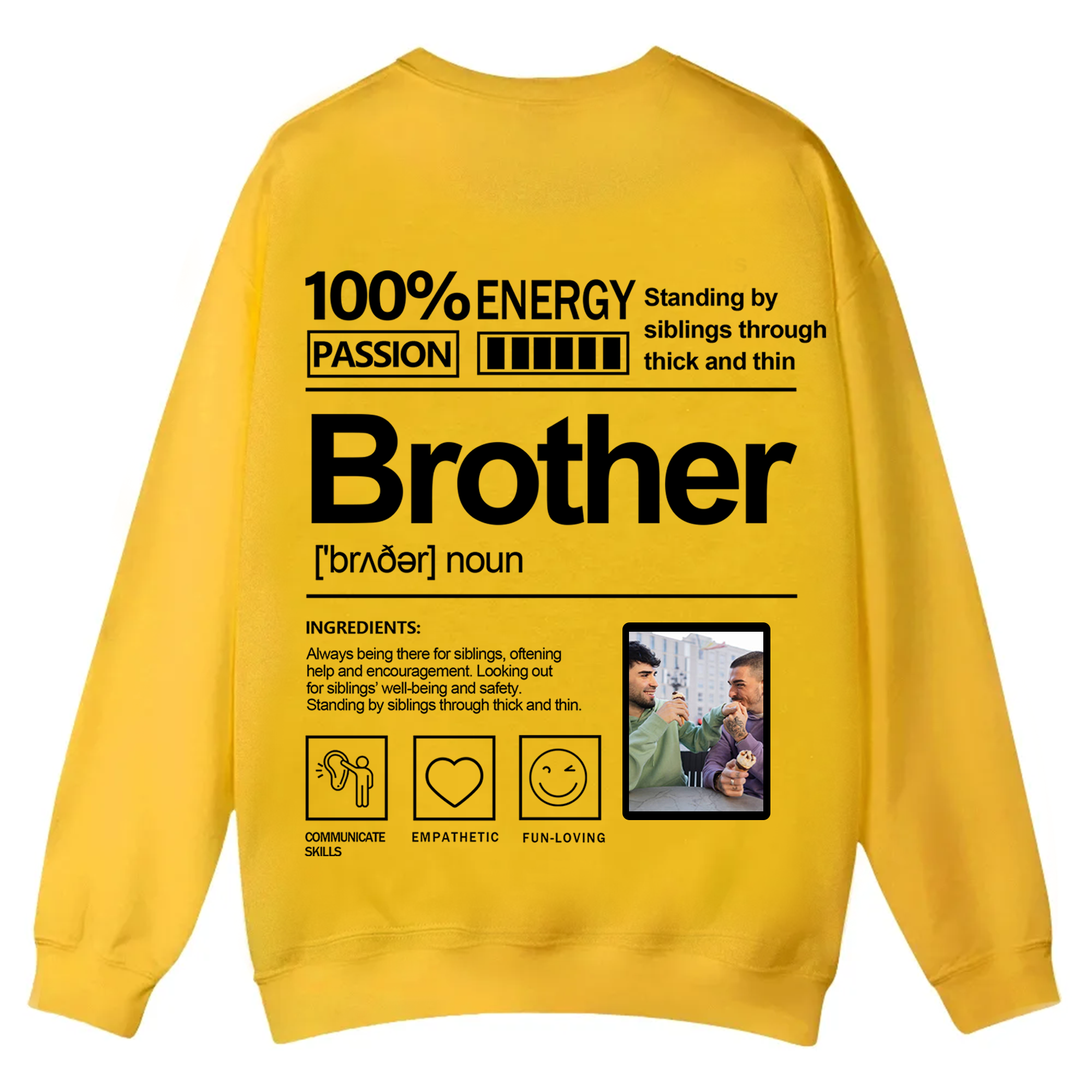 Addcustom  Photo Brother Casual Crewneck Sweatshirt