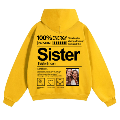Addcustom Photo Sister Solid Color Hoodie