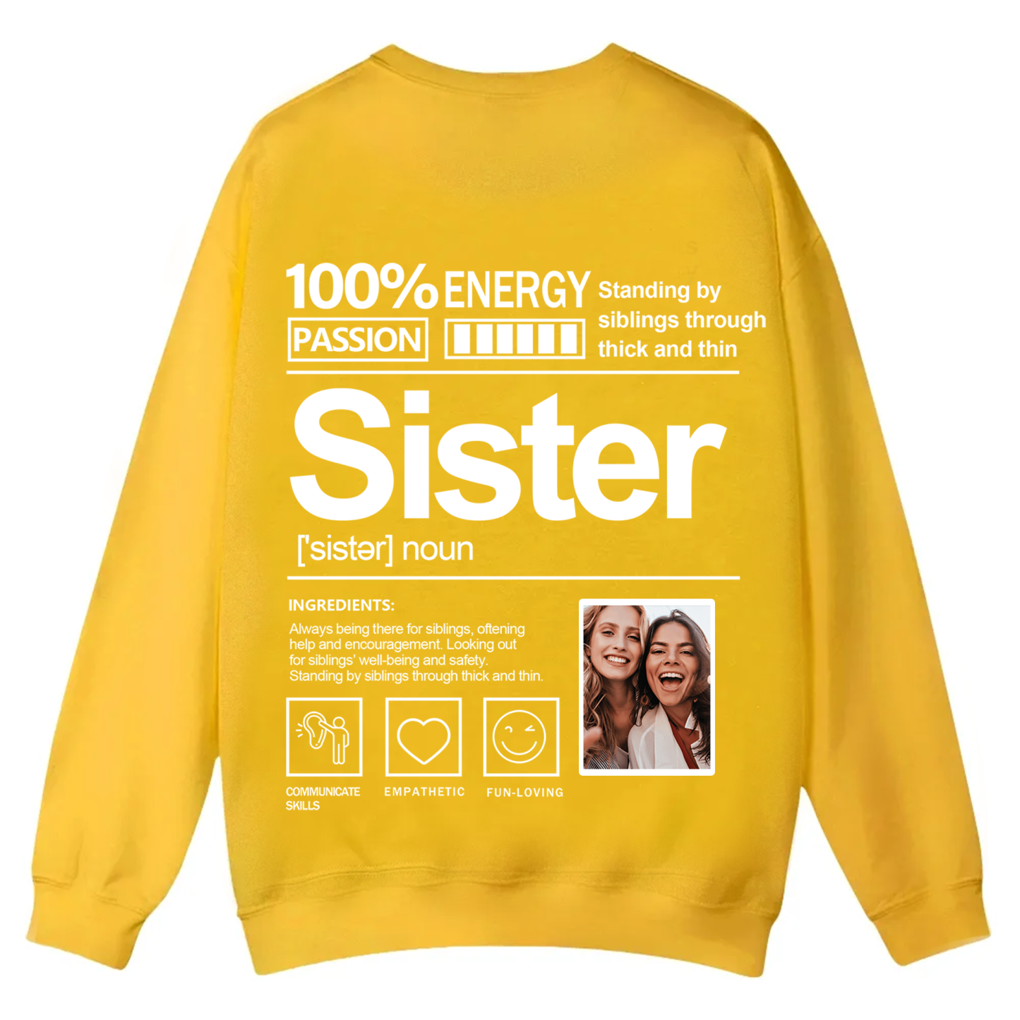 Addcustom  Photo Sister Casual Crewneck Sweatshirt