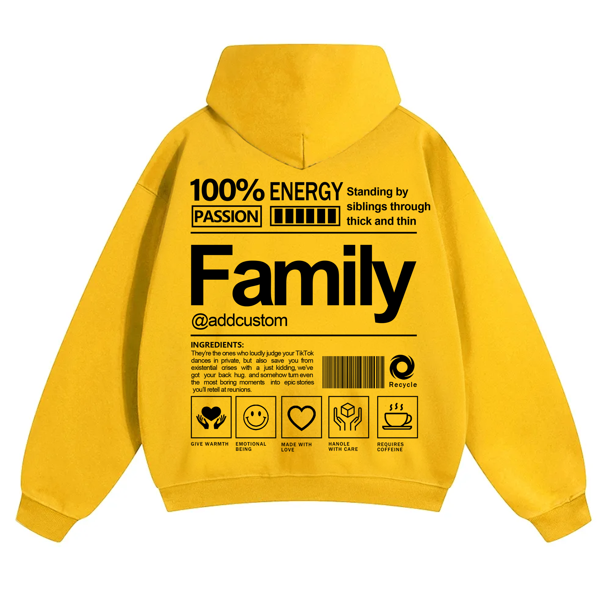 Family Addcustom Solid Color Hoodie