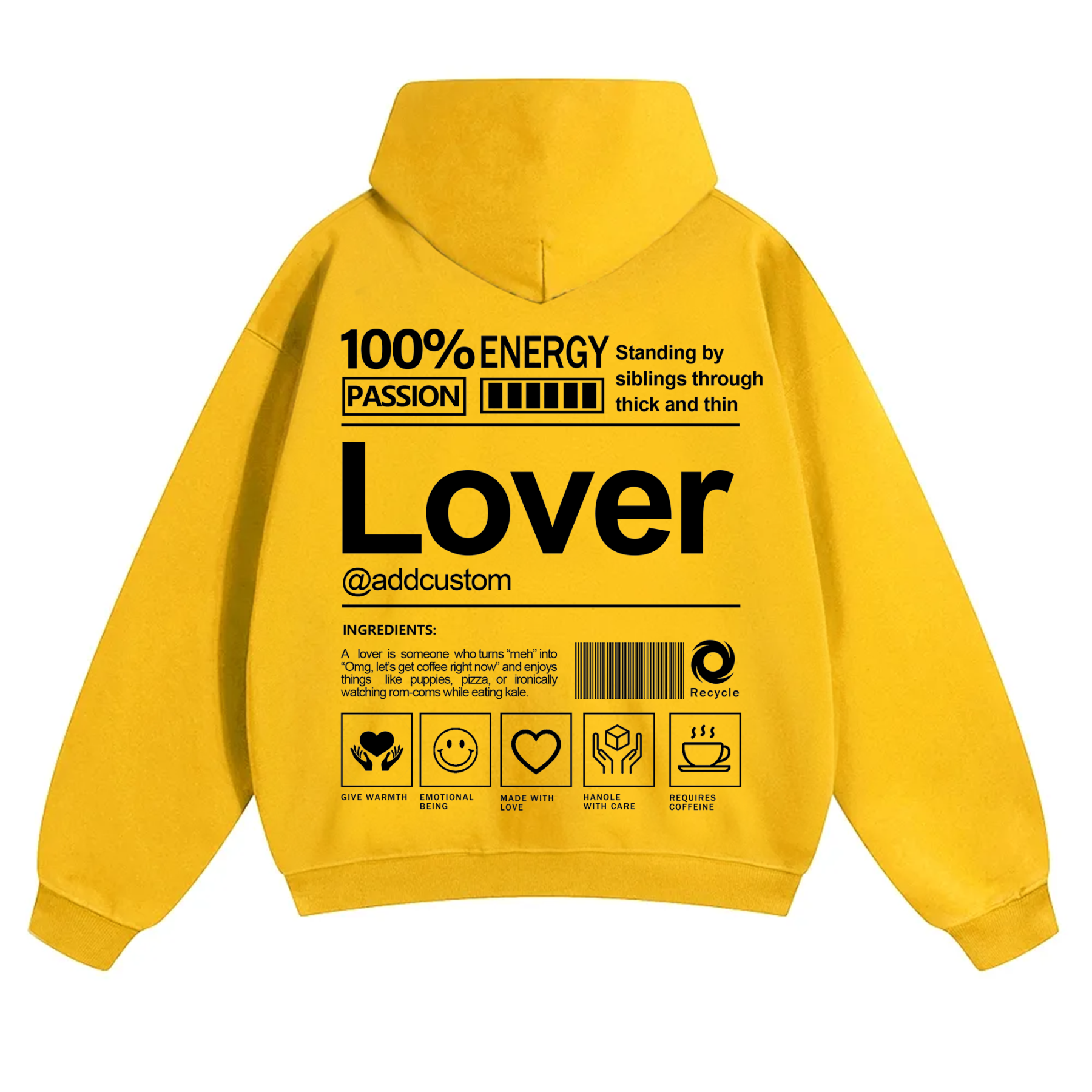 Lover Addcustom Solid Color Hoodie