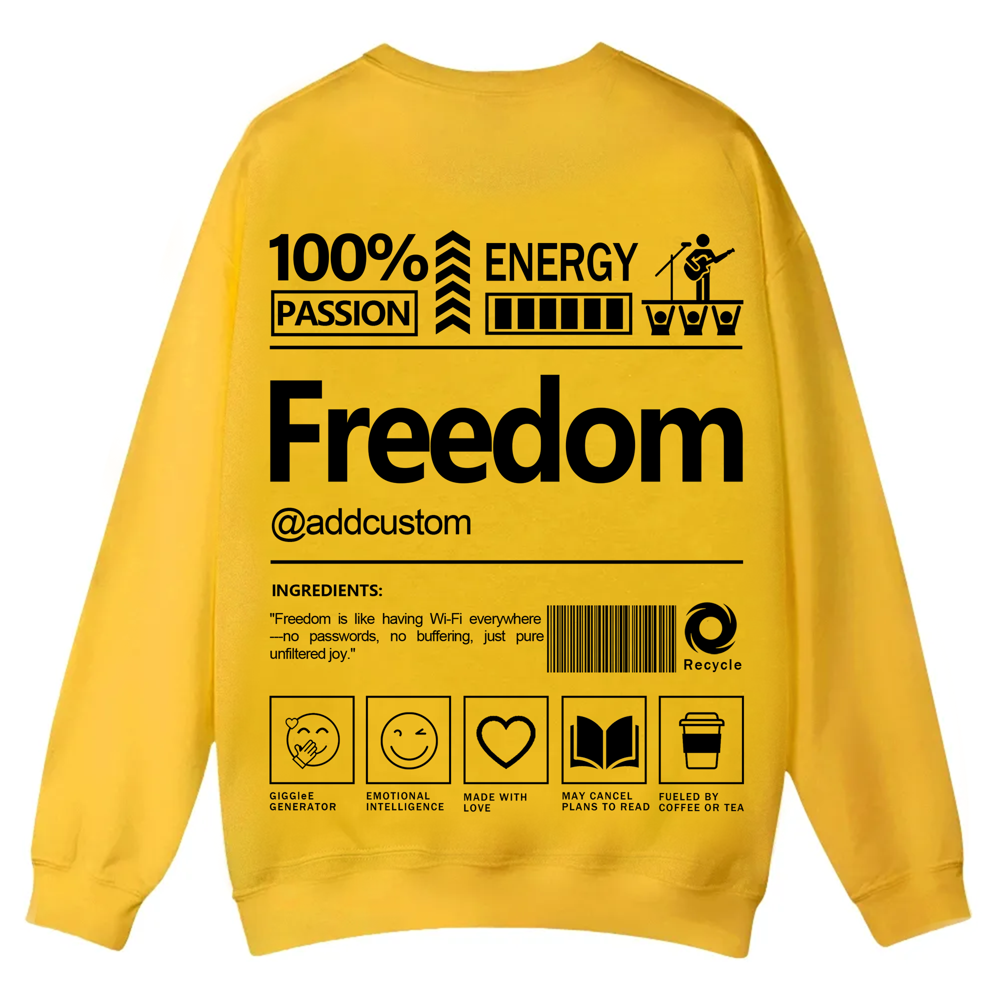 Freedom Addcustom Casual Crewneck Sweatshirt