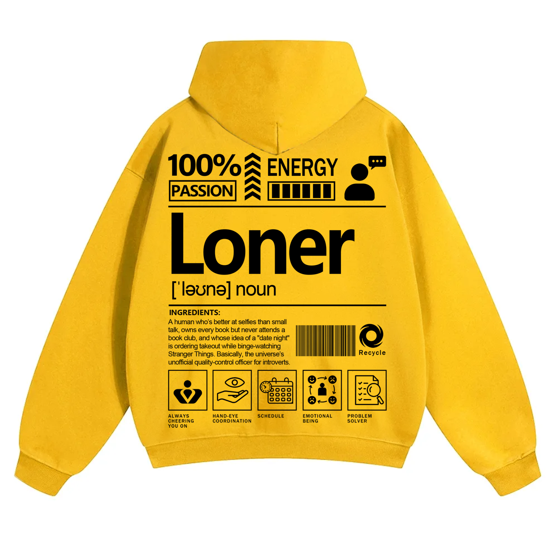 Loner Unisex Fit Solid Color Hoodie