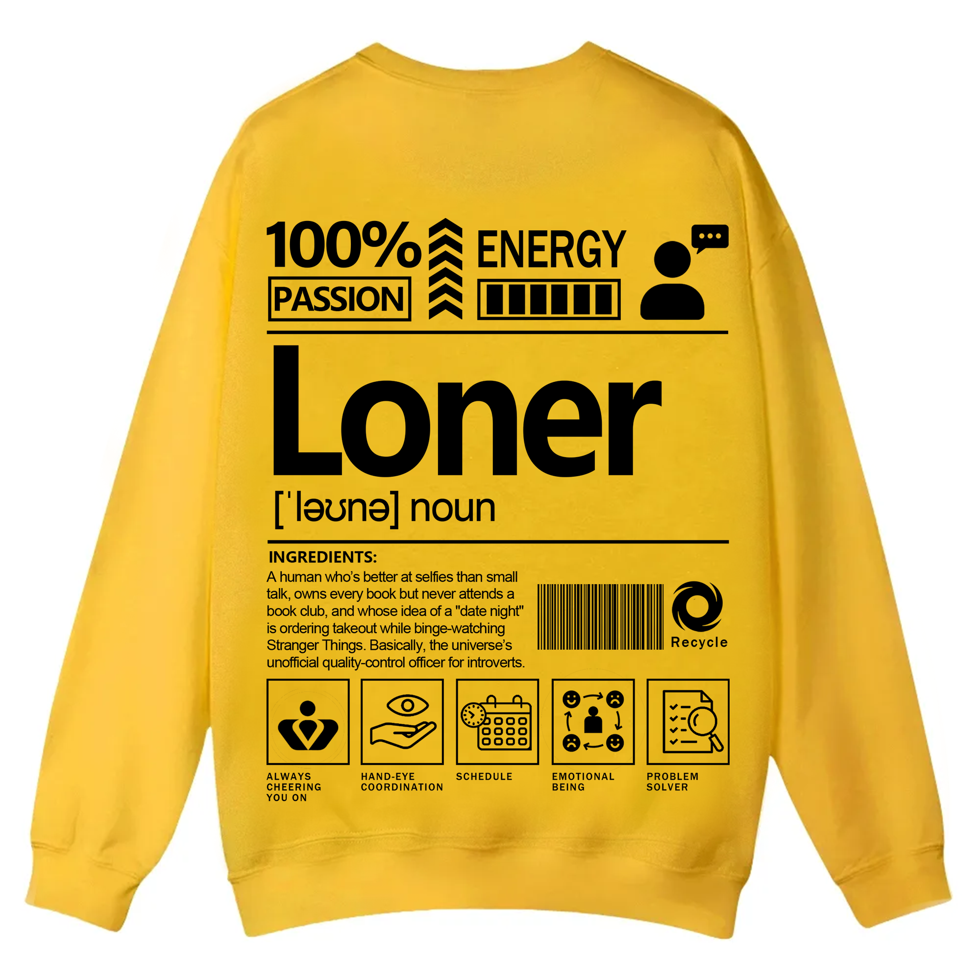 Loner Unisex Fit Casual Crewneck Sweatshirt
