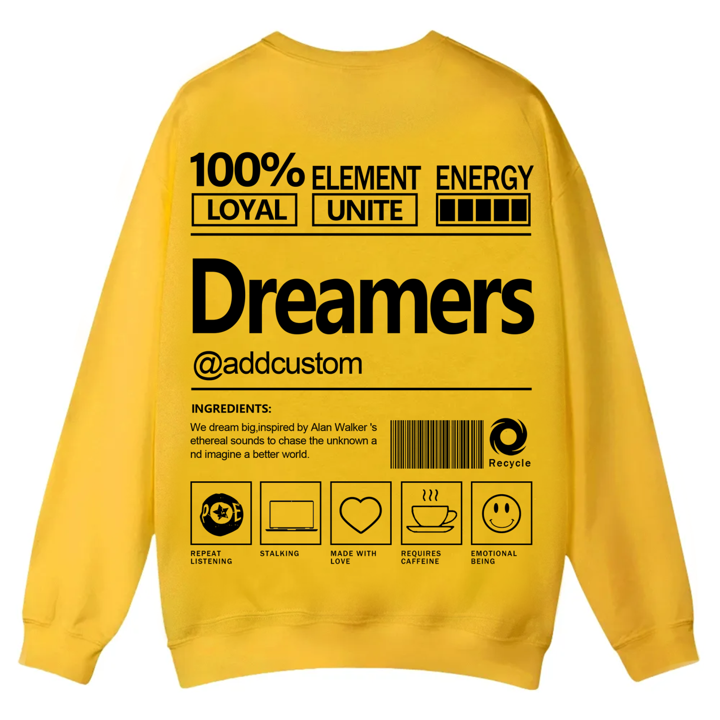 Dreamers Addcustom Unisex Fit Casual Crewneck Sweatshirt