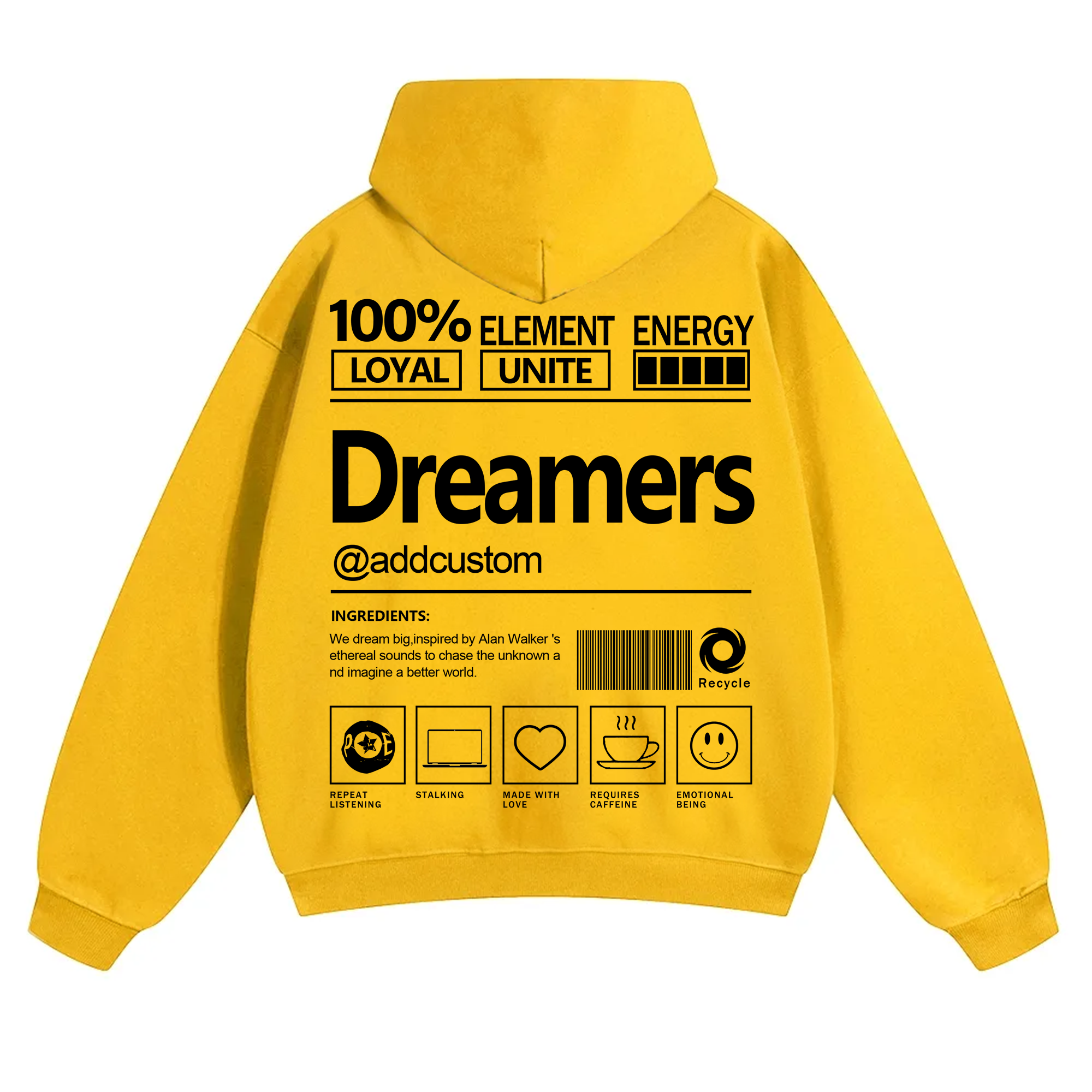 Dreamers Addcustom Unisex Fit Solid Color Hoodie