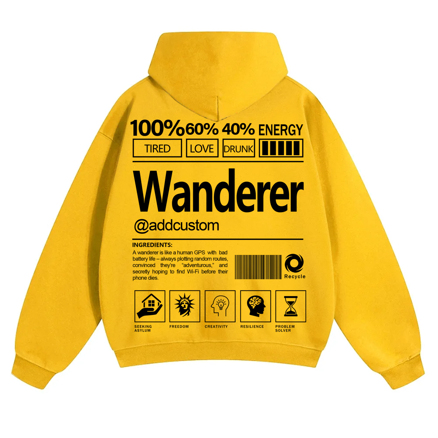 Wanderer Addcustom Unisex Fit Solid Color Hoodie