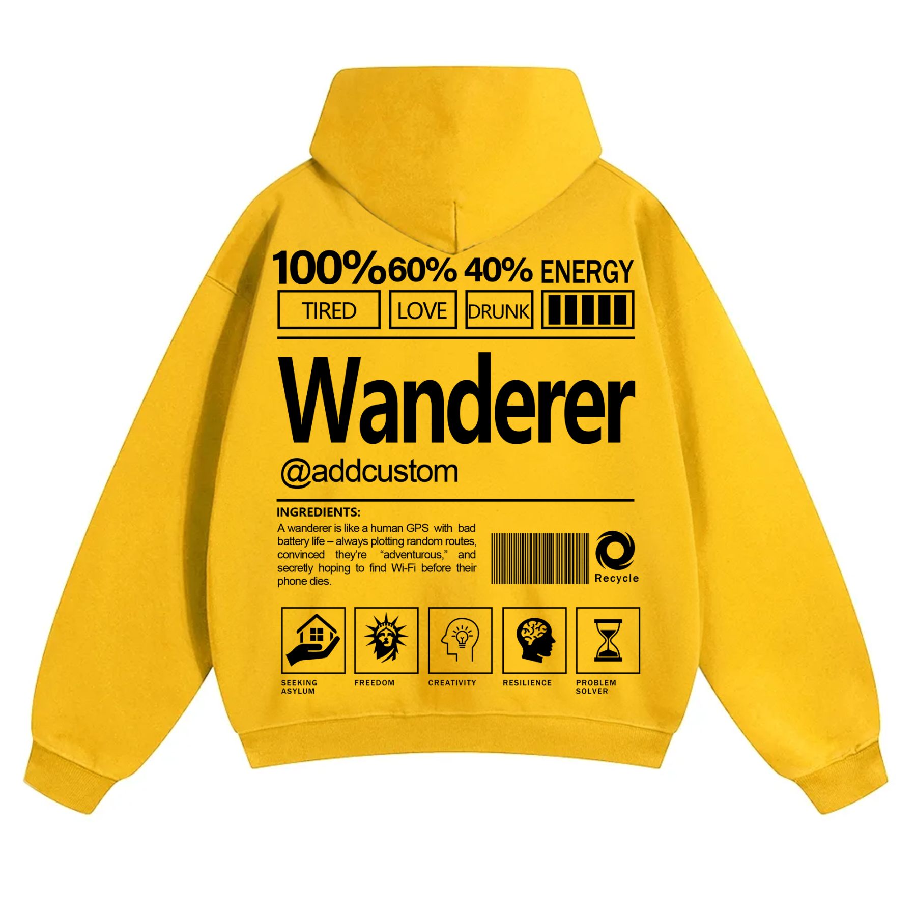 Wanderer Addcustom Unisex Fit Solid Color Hoodie