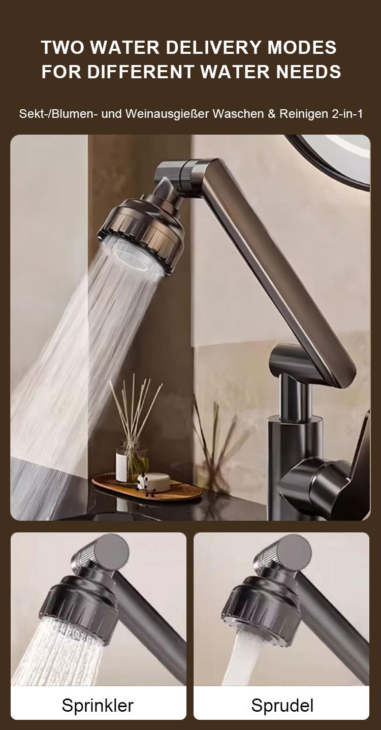 1080° drehbarer Wasserhahn mit mechanischem Arm