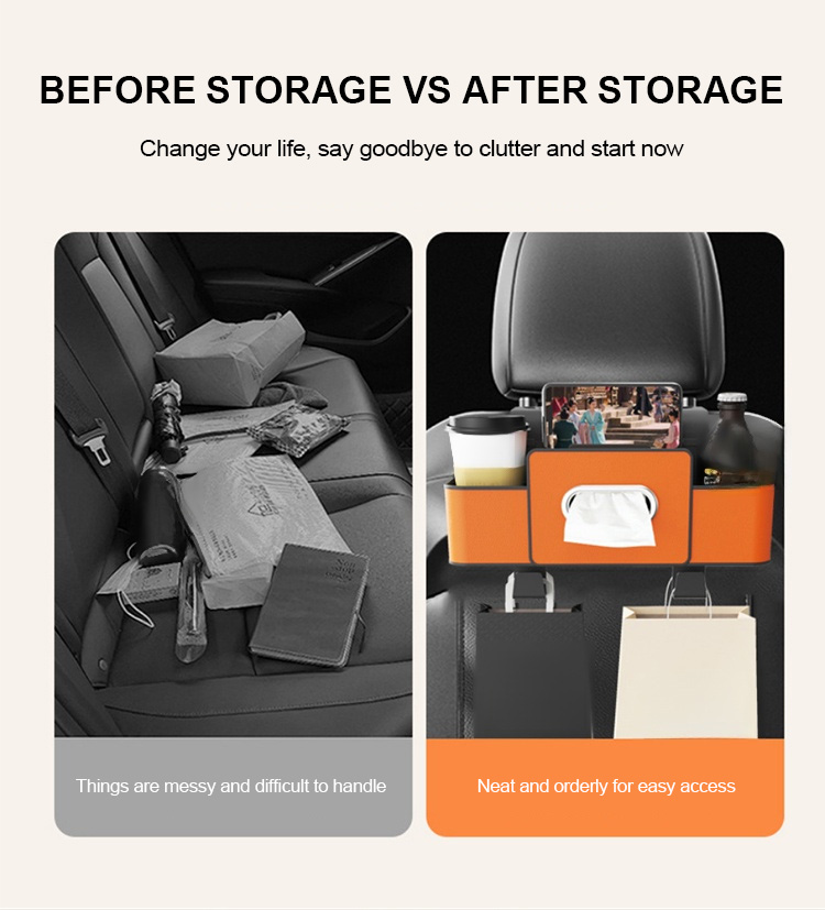 [More Space Saving] Car Multifunctional Seat Back Storage Box