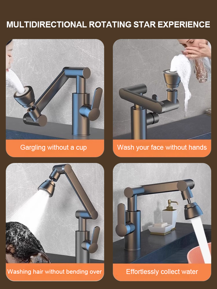 1080° drehbarer Wasserhahn mit mechanischem Arm