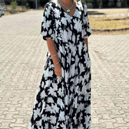Stylish Printed V-Neck Dress