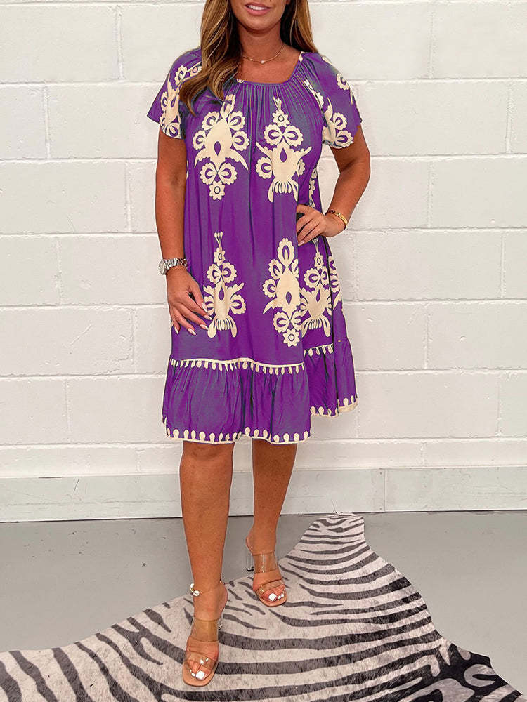 Vintage Round Neck Cotton Dress