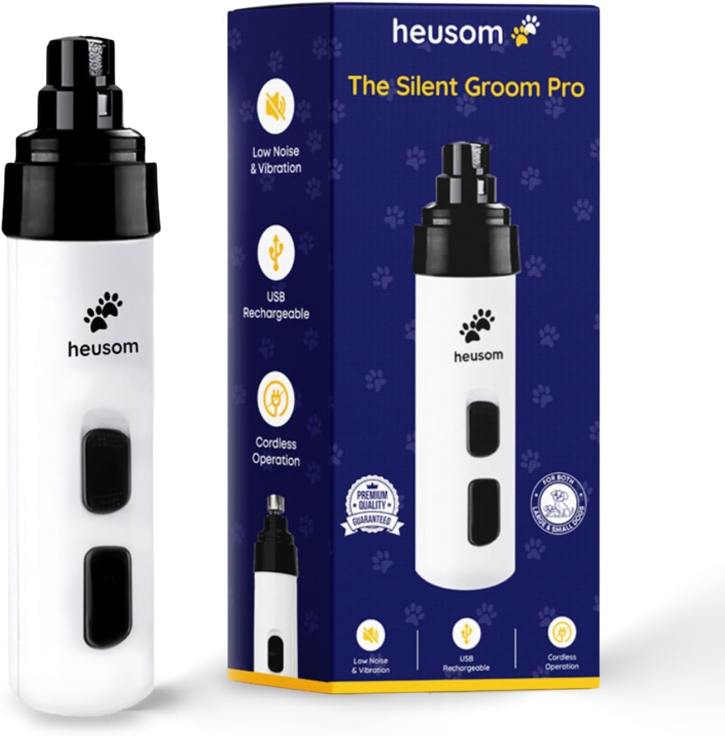 Silent Groom Pro Pet Nail Grinder | Whisper Quiet Claw Trimmer for Dogs, Cats and Other Animals | Safe & Stress Free Nail Grooming, Ideal for Sensitive Dogs of All Breeds & Sizes