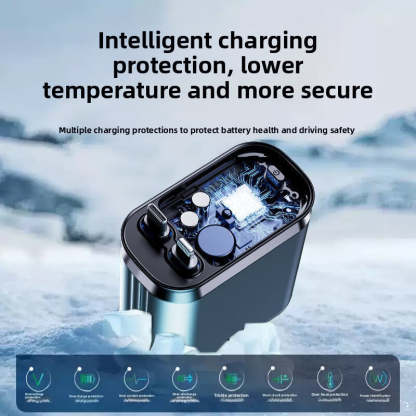 Starry Sky Roof Car Charger120W Super Fast Charging Car Charger with Retractable Cable Ambient Light for Car Interior Cigarette Lighter