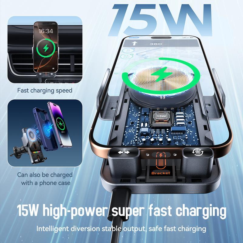 F18 Fully Automatic Smart Car Mount – Wireless Charging + Infrared Sensing