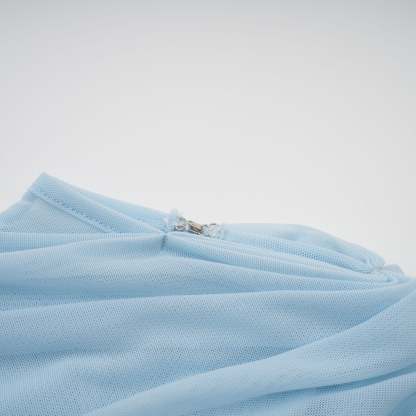 Catherine asymmetrical pleated maxi dress in Baby-blue