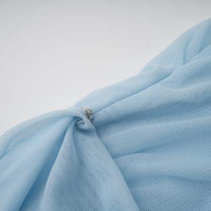 Catherine asymmetrical pleated maxi dress in Baby-blue