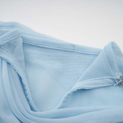 Catherine asymmetrical pleated maxi dress in Baby-blue